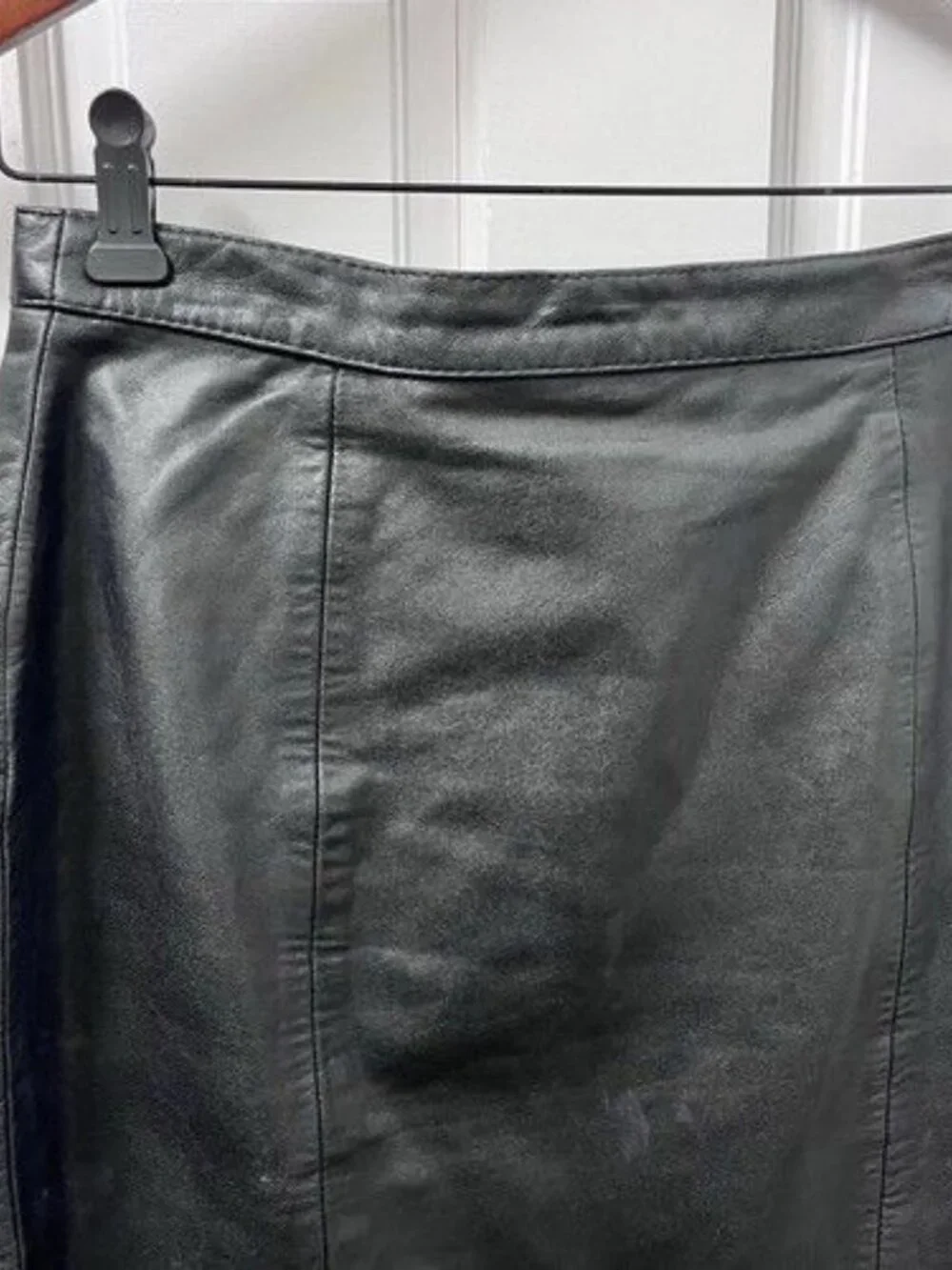 VIntage 80's Black Leather Skirt Size 10 (27) BB Dakota Pencil Knee Length